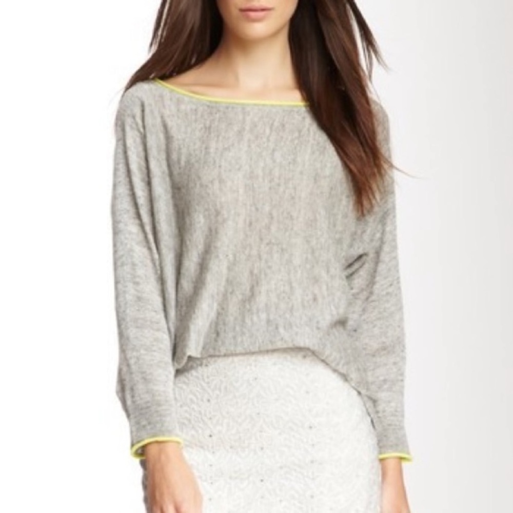Joie Randall Neon Trimmed Linen Sweater